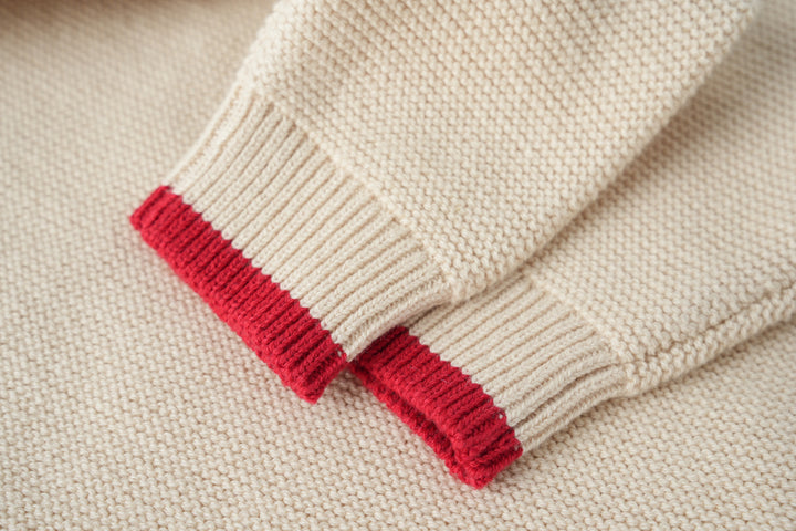 knit onesie with contrast edging - cream