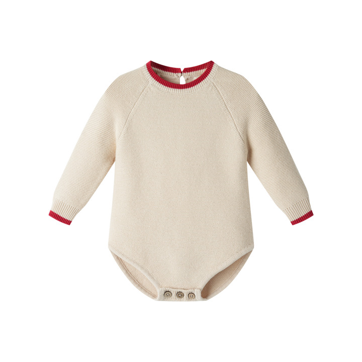 knit onesie with contrast edging - cream