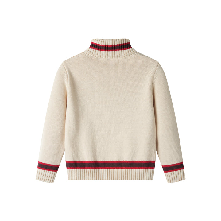 turtleneck sweater with contrast edging - cream