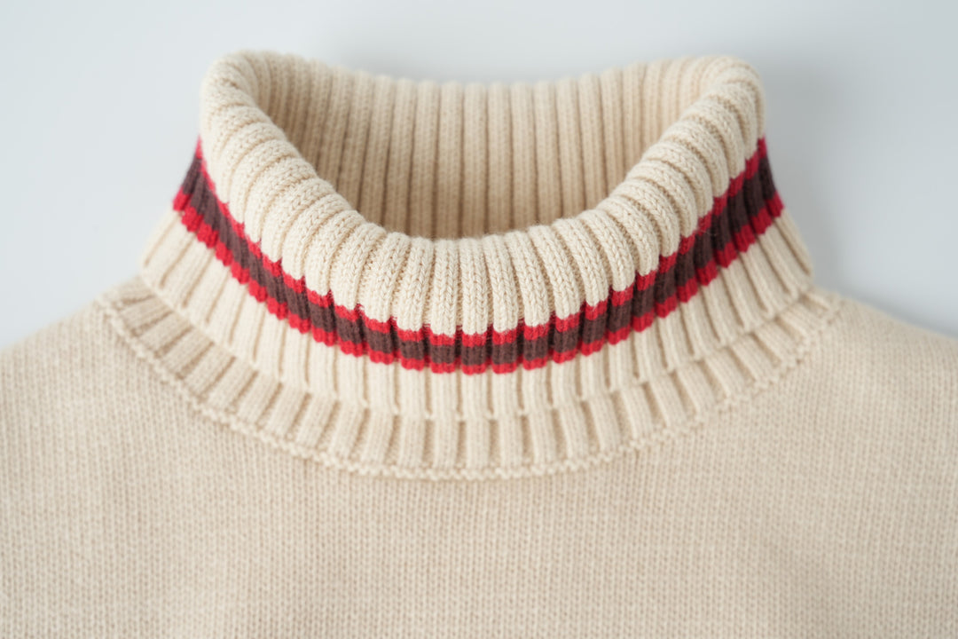 turtleneck sweater with contrast edging - cream