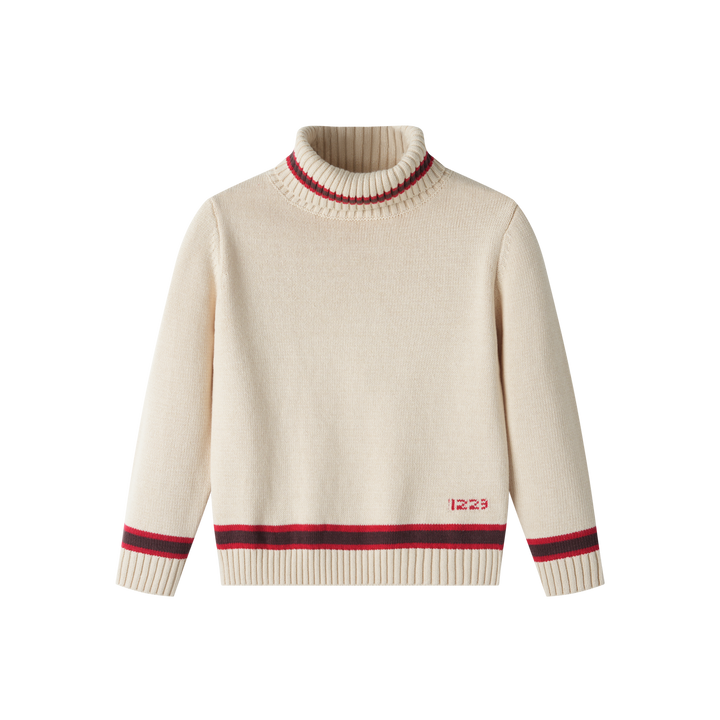 turtleneck sweater with contrast edging - cream