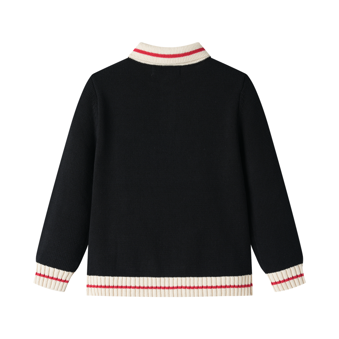 knit sweater with contrast collar - black