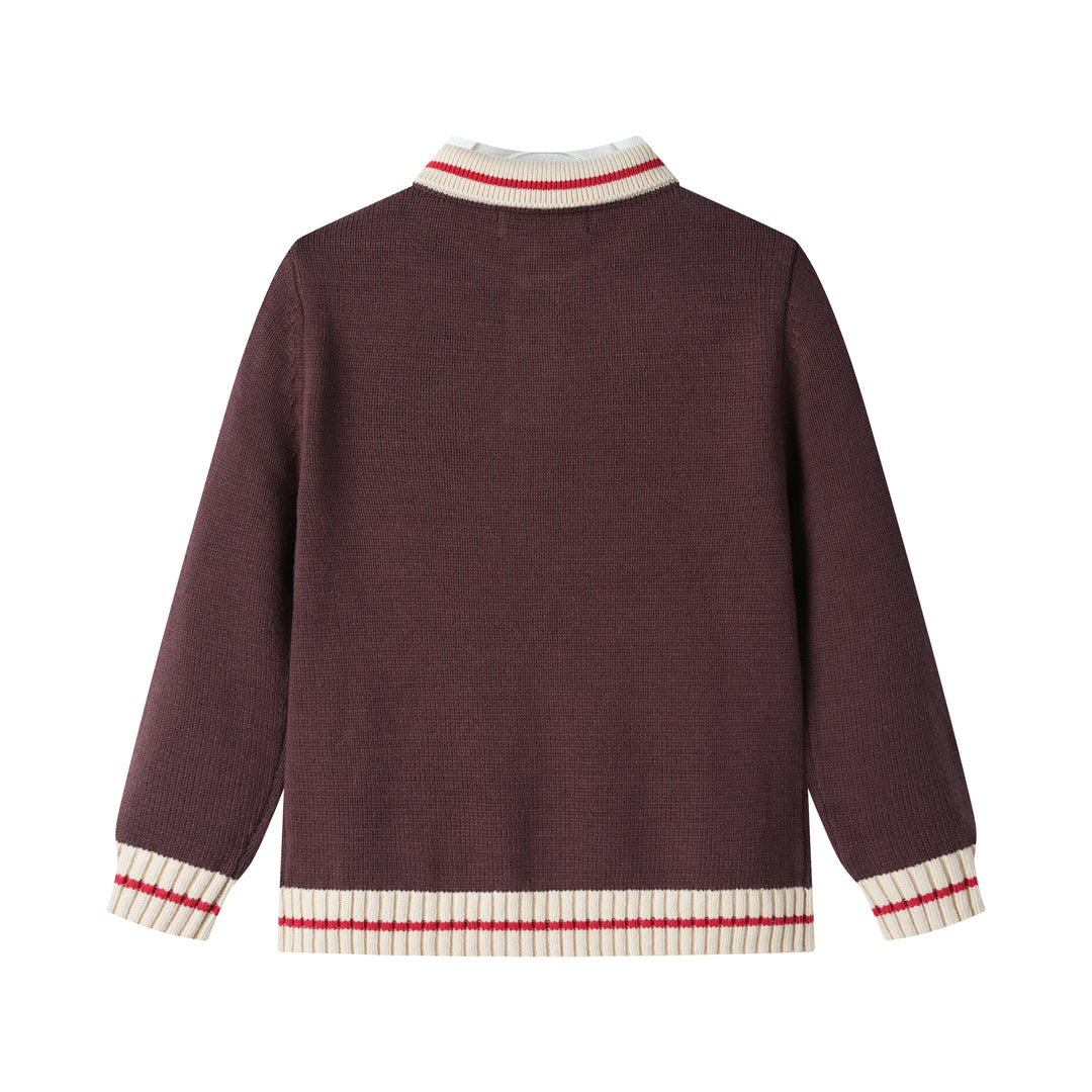 knit sweater with contrast collar - mulberry