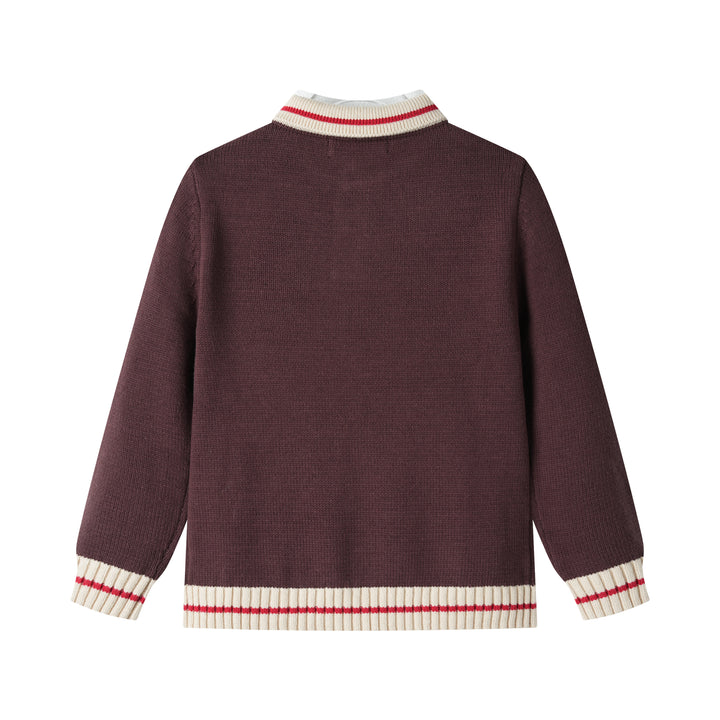 knit sweater with contrast collar - mulberry