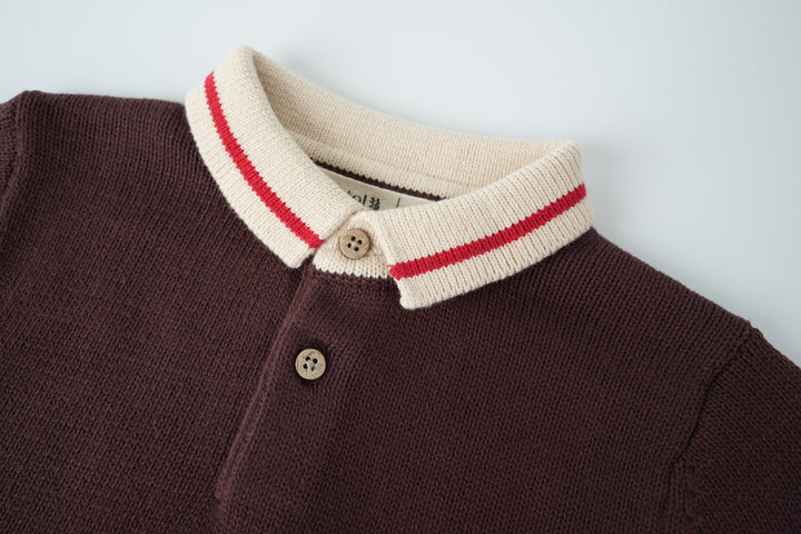 knit sweater with contrast collar - mulberry