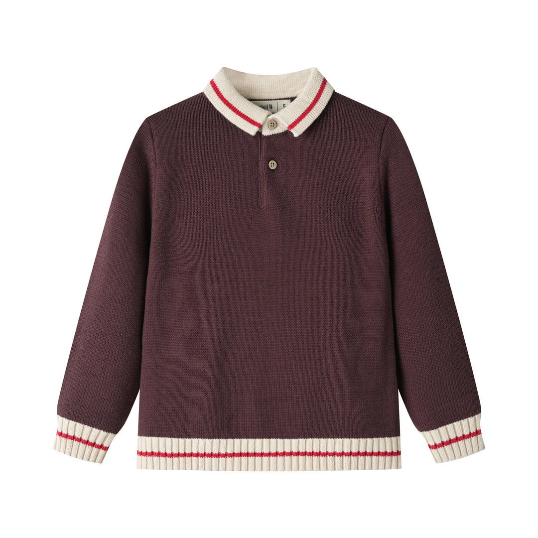 knit sweater with contrast collar - mulberry