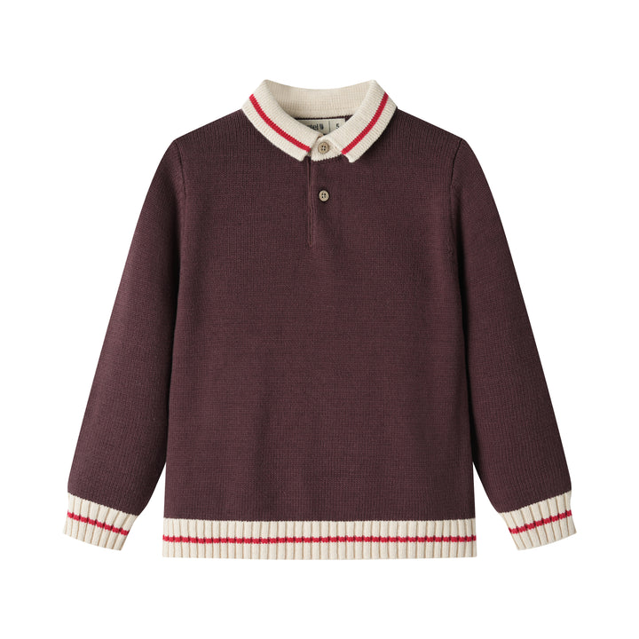 knit sweater with contrast collar - mulberry