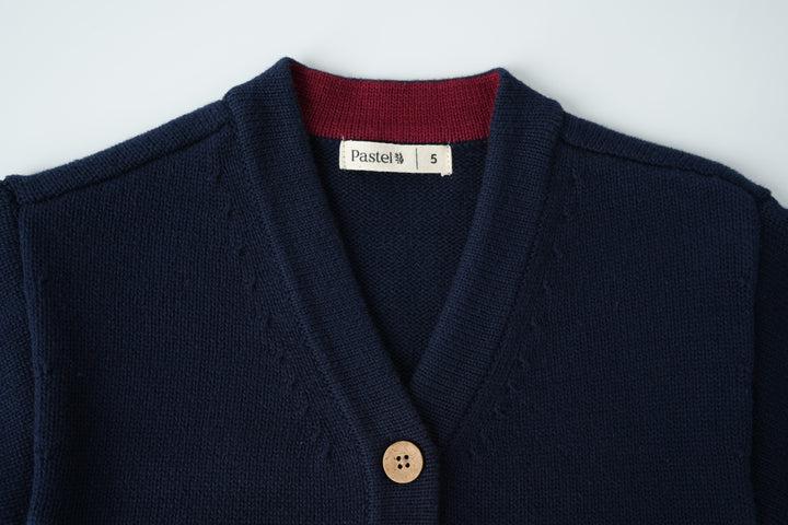 v neck cardigan with contrast pockets - navy combo