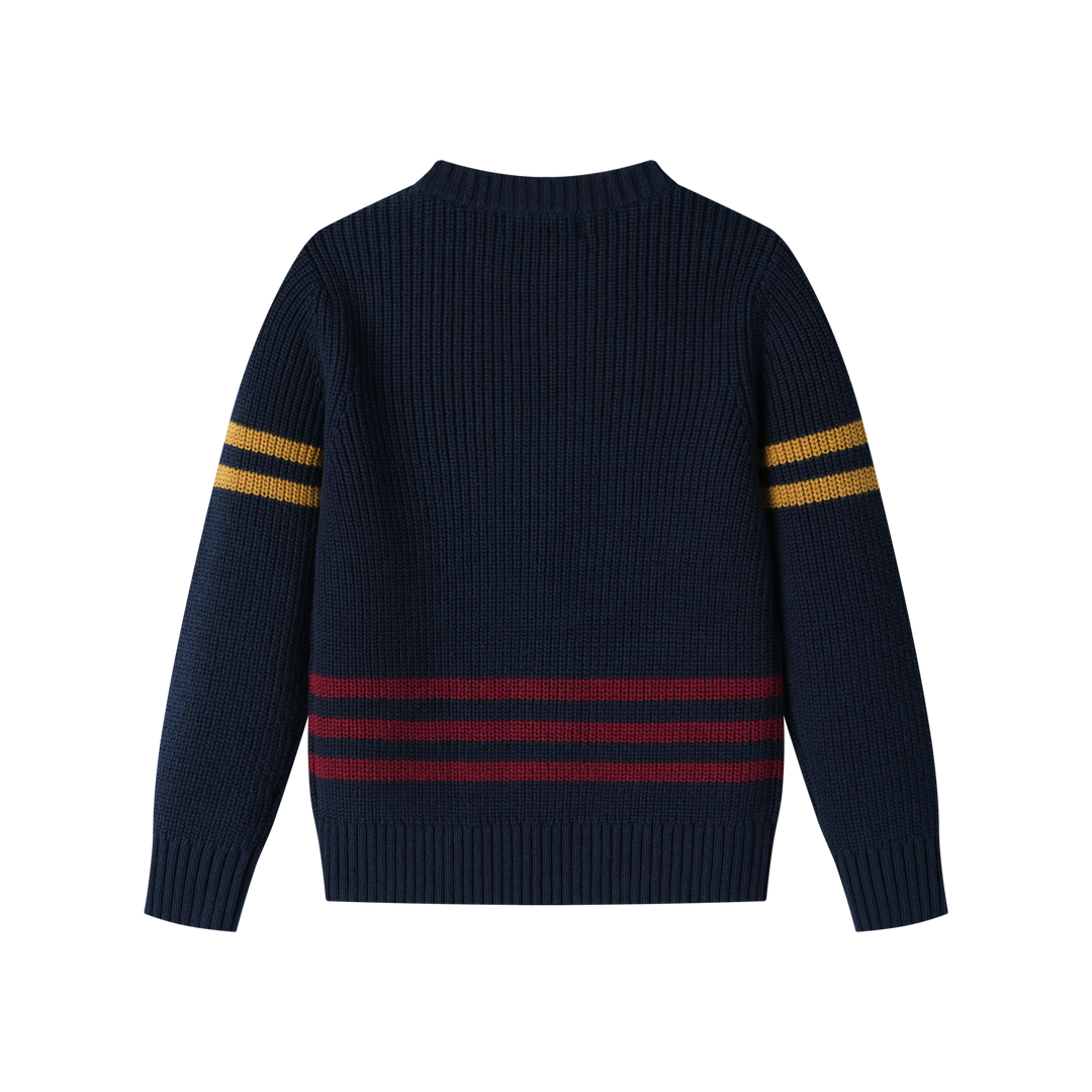 sweater with colored trims - navy striped