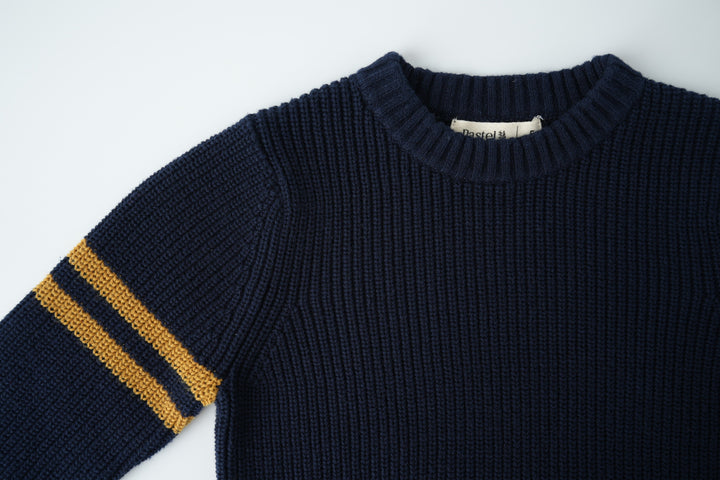 sweater with colored trims - navy striped