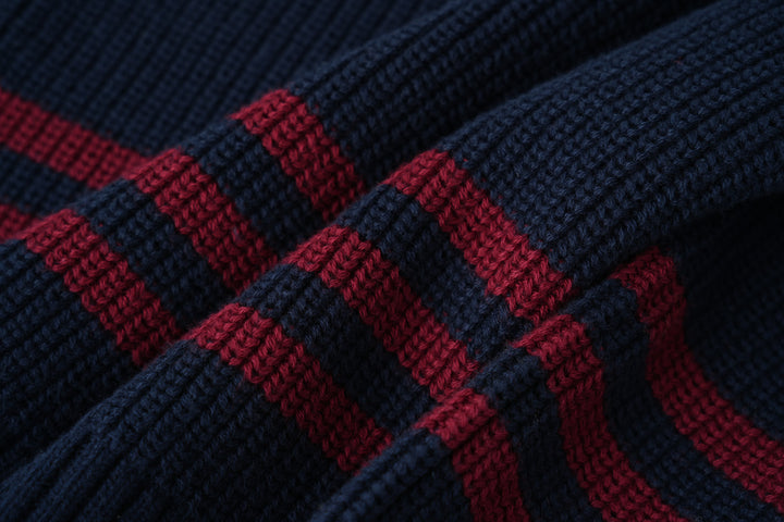 sweater with colored trims - navy striped