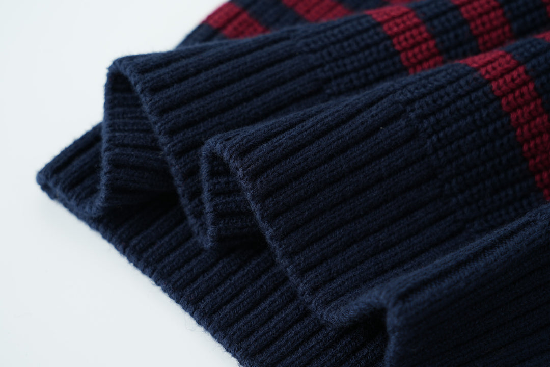 sweater with colored trims - navy striped