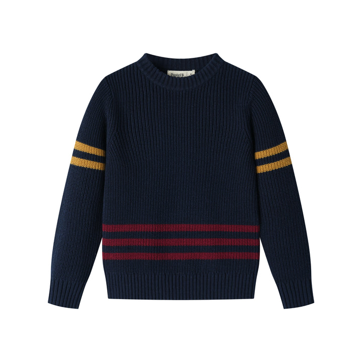 sweater with colored trims - navy striped