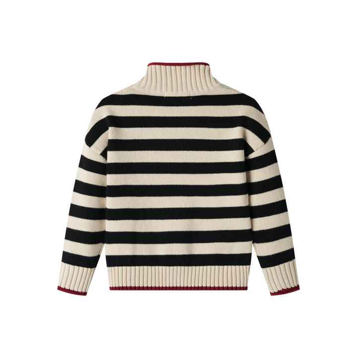 striped mock neck sweater - black striped