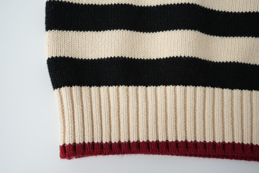 striped mock neck sweater - black striped