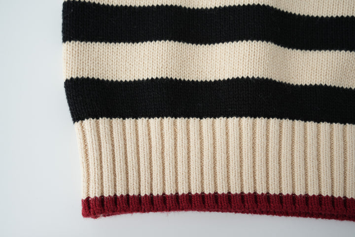 striped mock neck sweater - black striped