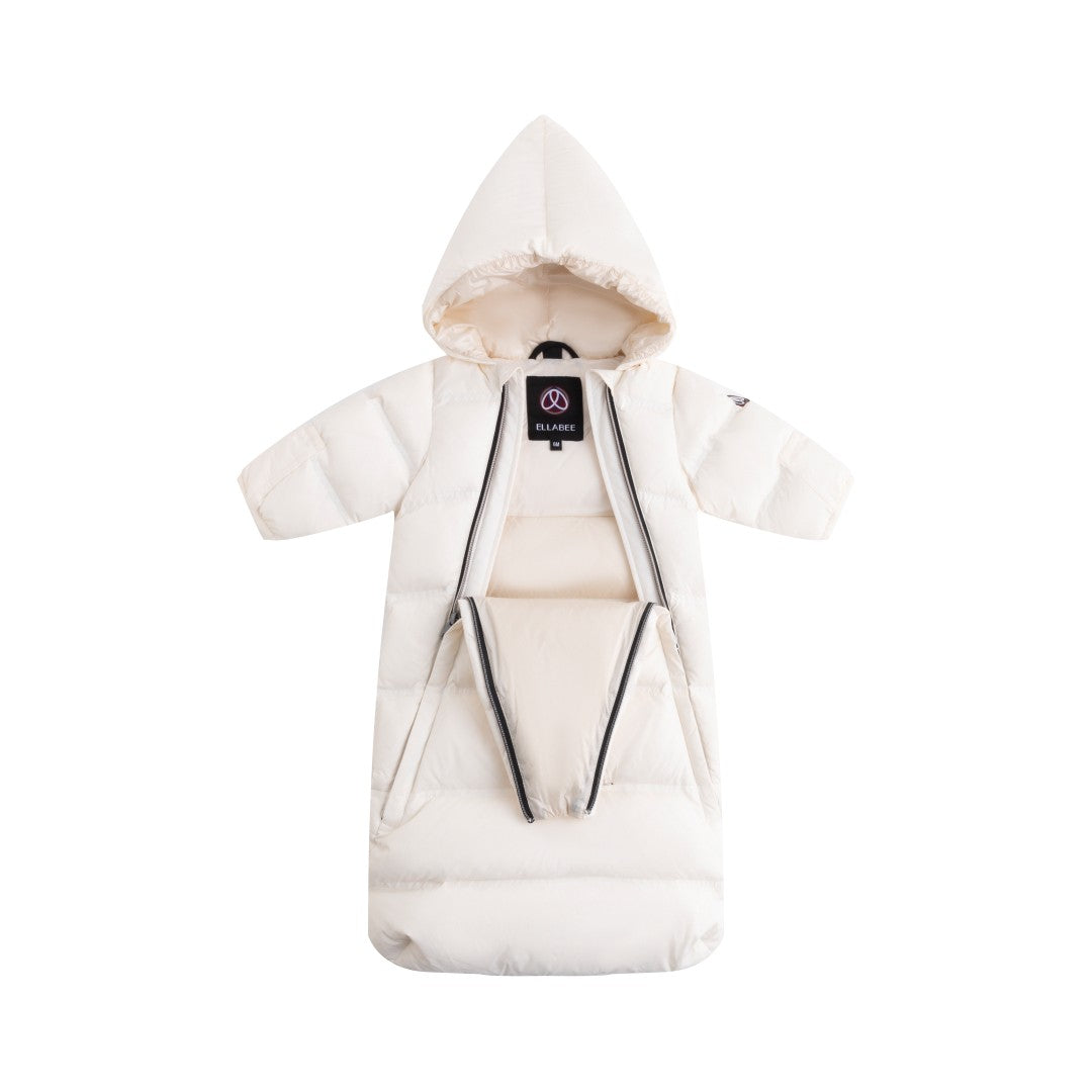 snowsuit padded double zipper with hood - off white