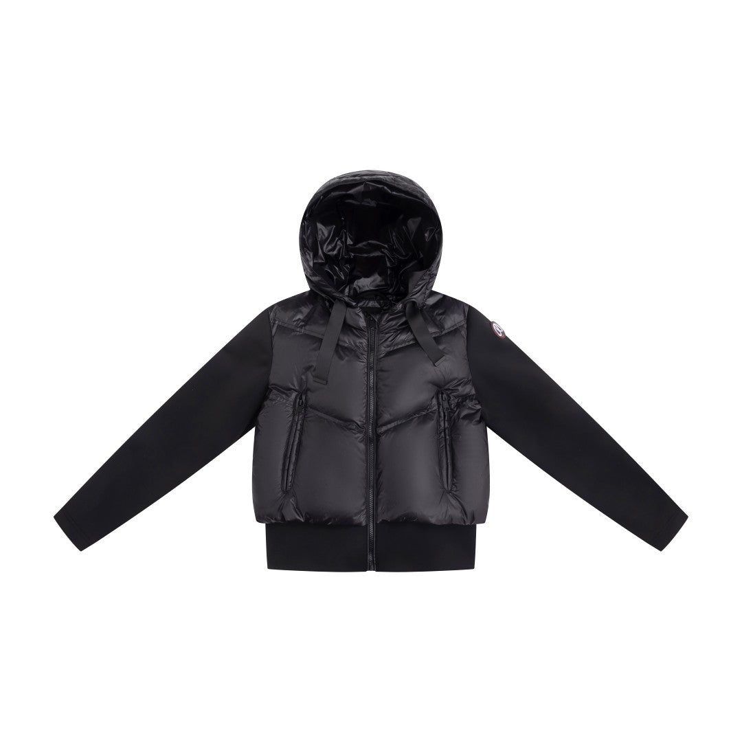 jacket padded bomber scuba sleeves with hood - black