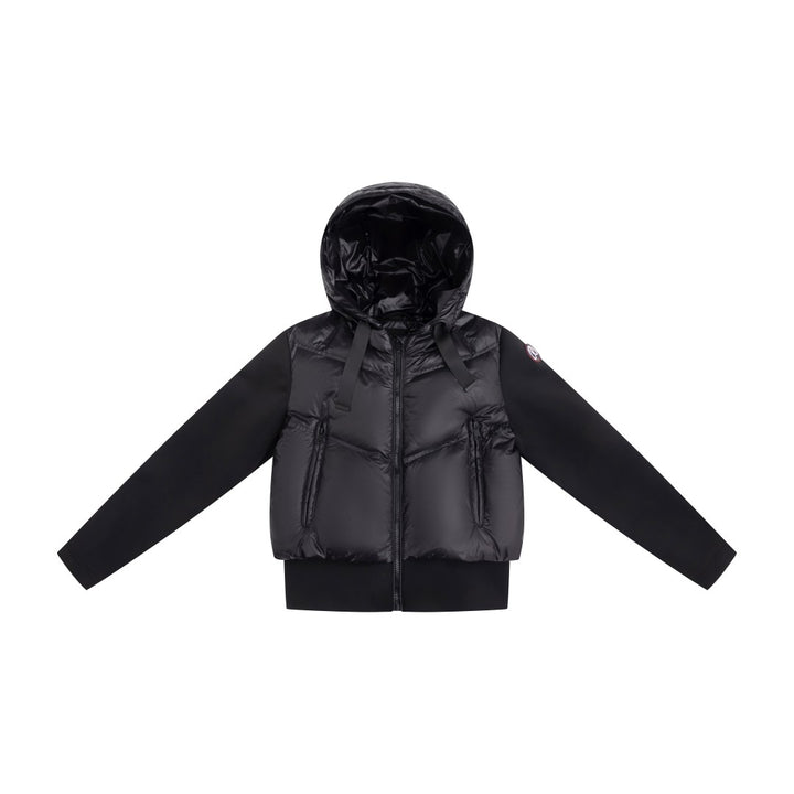 jacket padded bomber scuba sleeves with hood - black