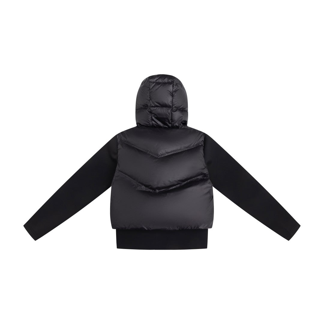 jacket padded bomber scuba sleeves with hood - black