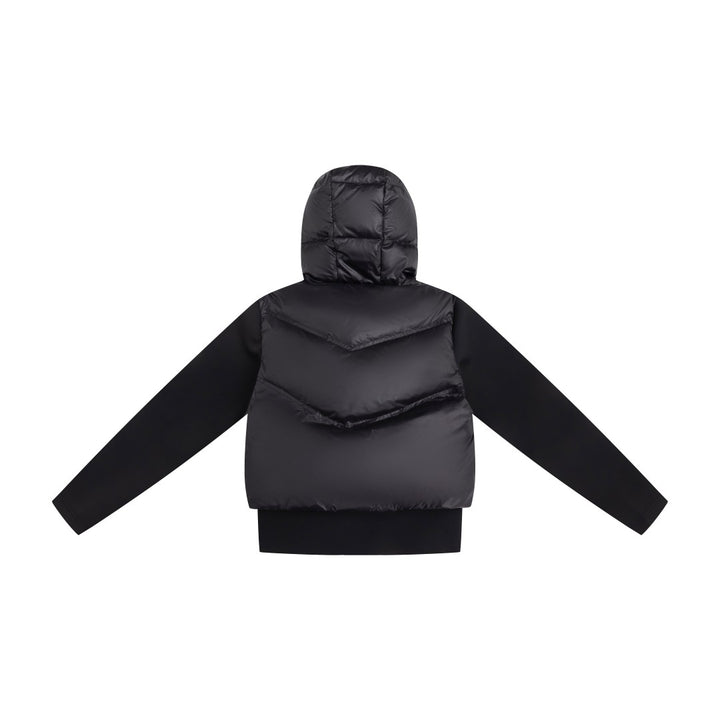jacket padded bomber scuba sleeves with hood - black