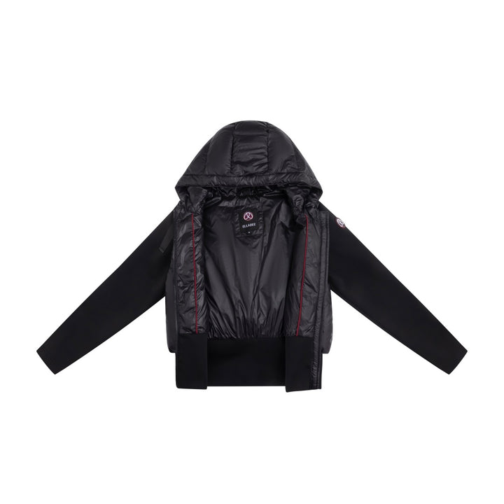 jacket padded bomber scuba sleeves with hood - black