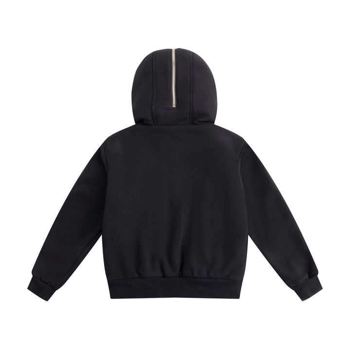 jacket fur interior zip up sweatshirt - black