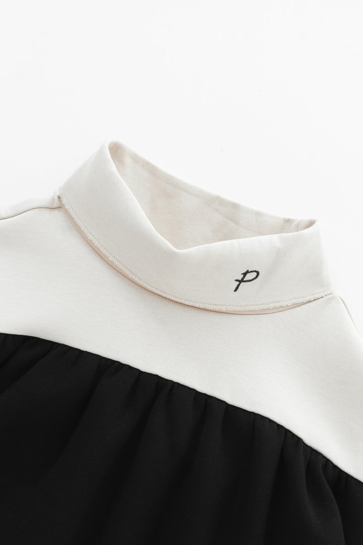 colorblock turtleneck set - stone/black