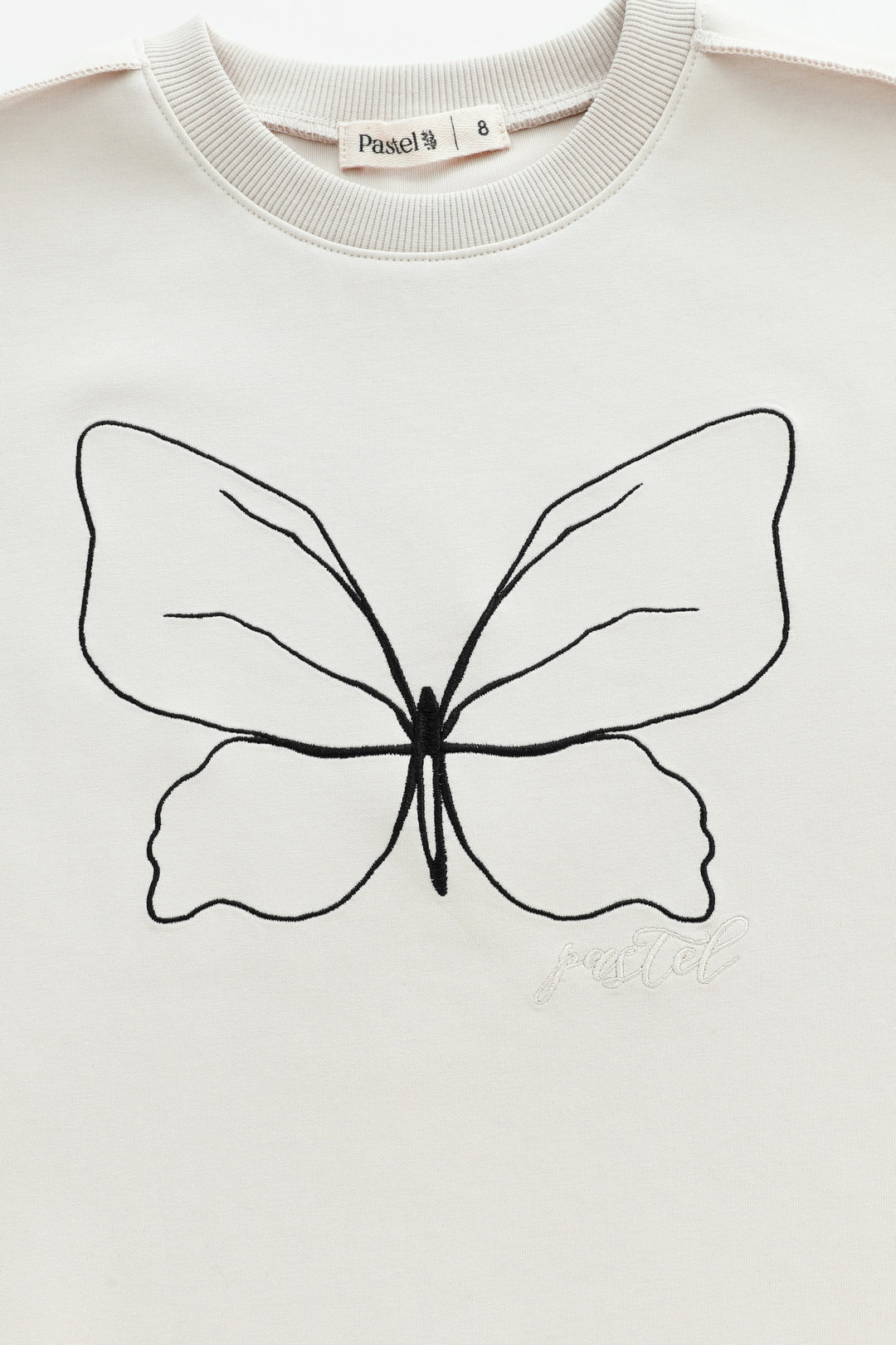 embroidered butterfly top - stone