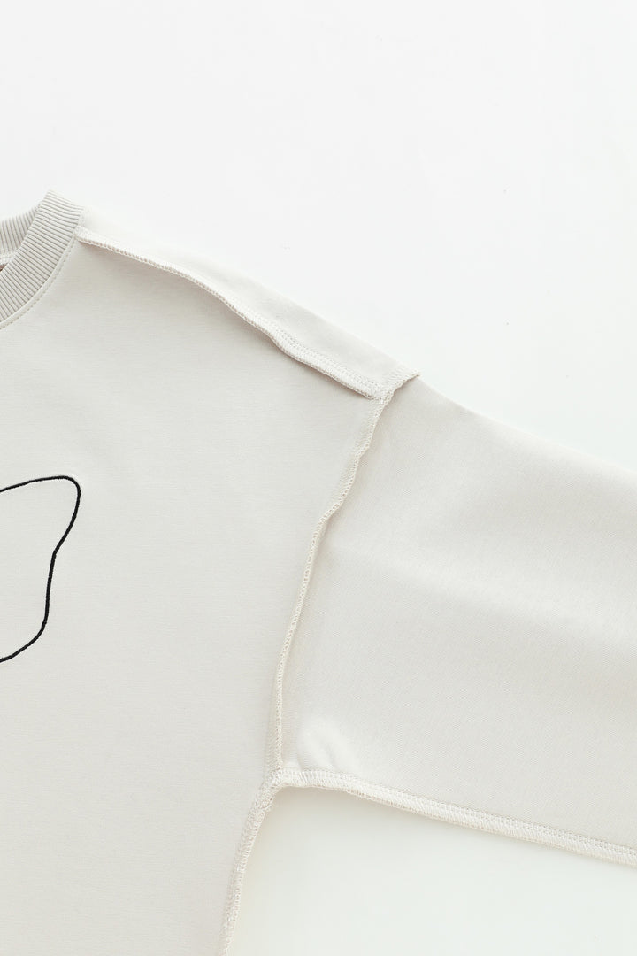 embroidered butterfly top - stone