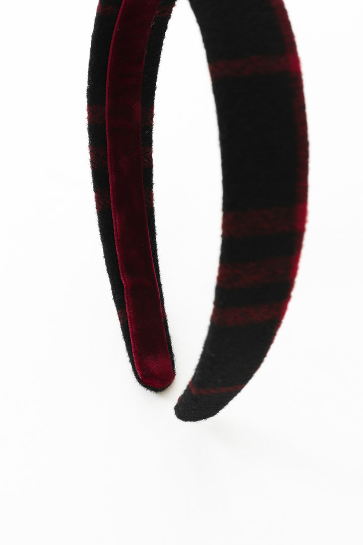 wool headband - red plaid
