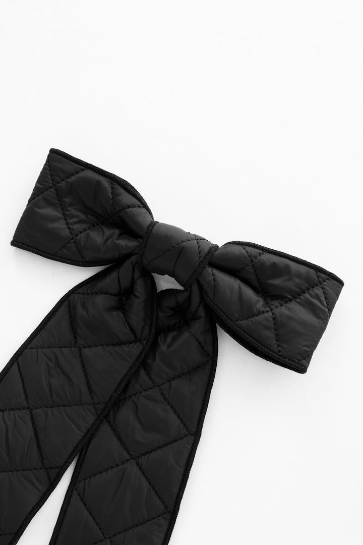 large quilted hairbow - black
