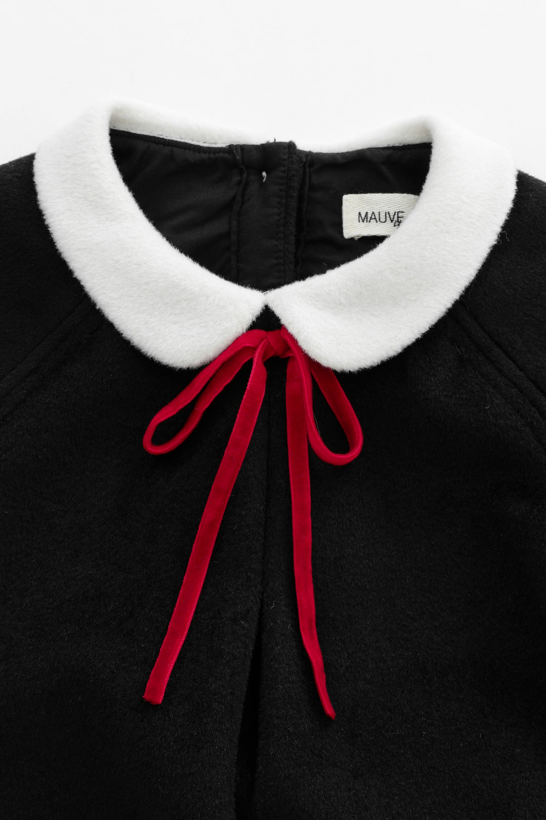 peter pan collared wool romper - black