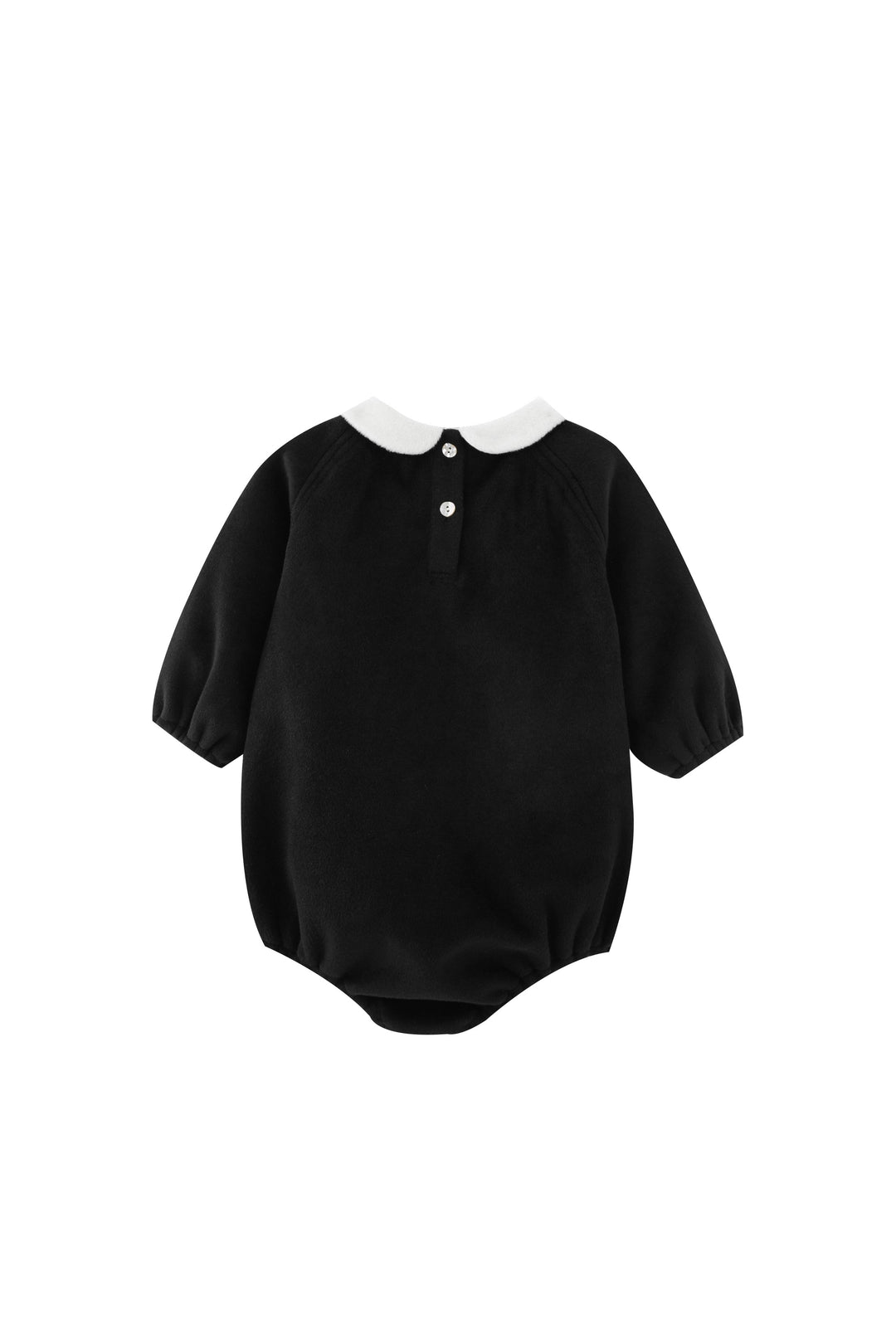 peter pan collared wool romper - black