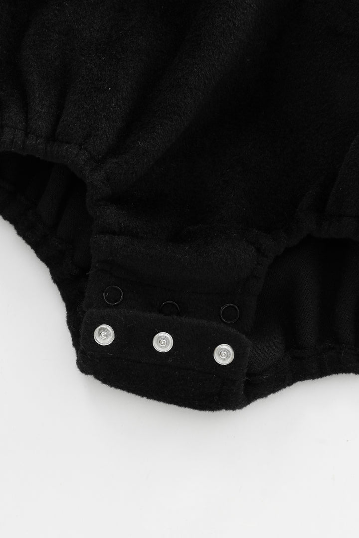 peter pan collared wool romper - black