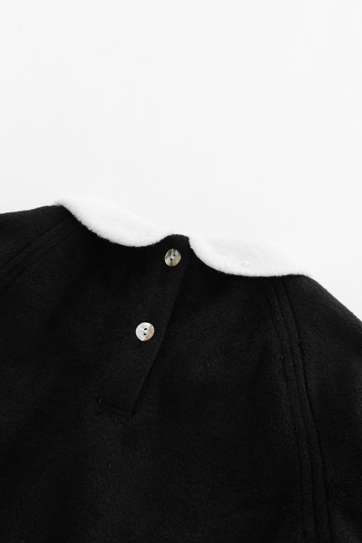 peter pan collared wool romper - black