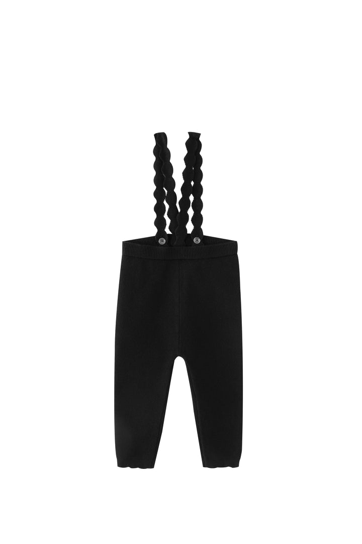 suspender legging with scalloped edging - black