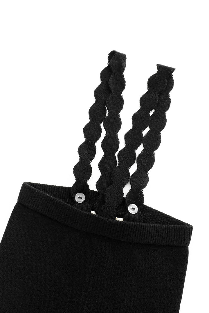 suspender legging with scalloped edging - black