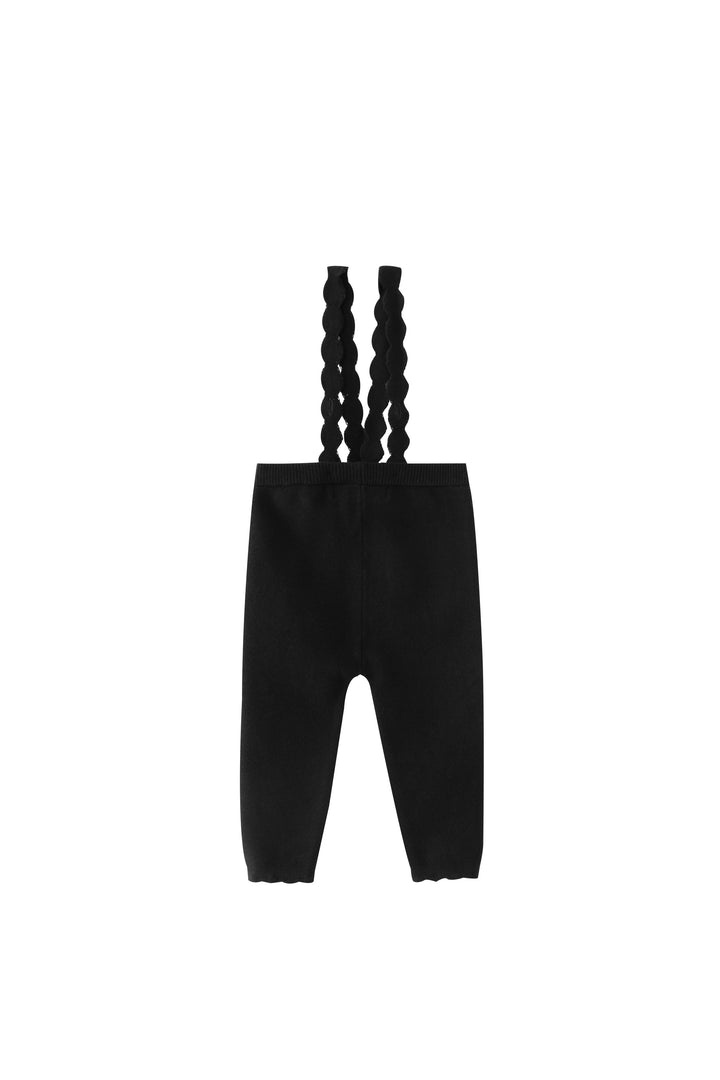 suspender legging with scalloped edging - black