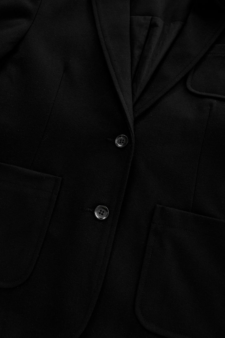 wool blazer with pockets - black