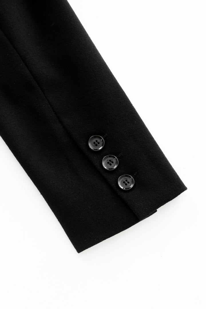 wool blazer with pockets - black