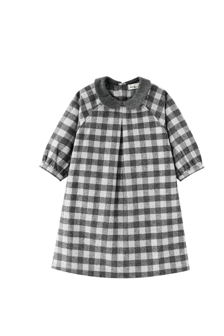 checkered dress with collar - grey checkered