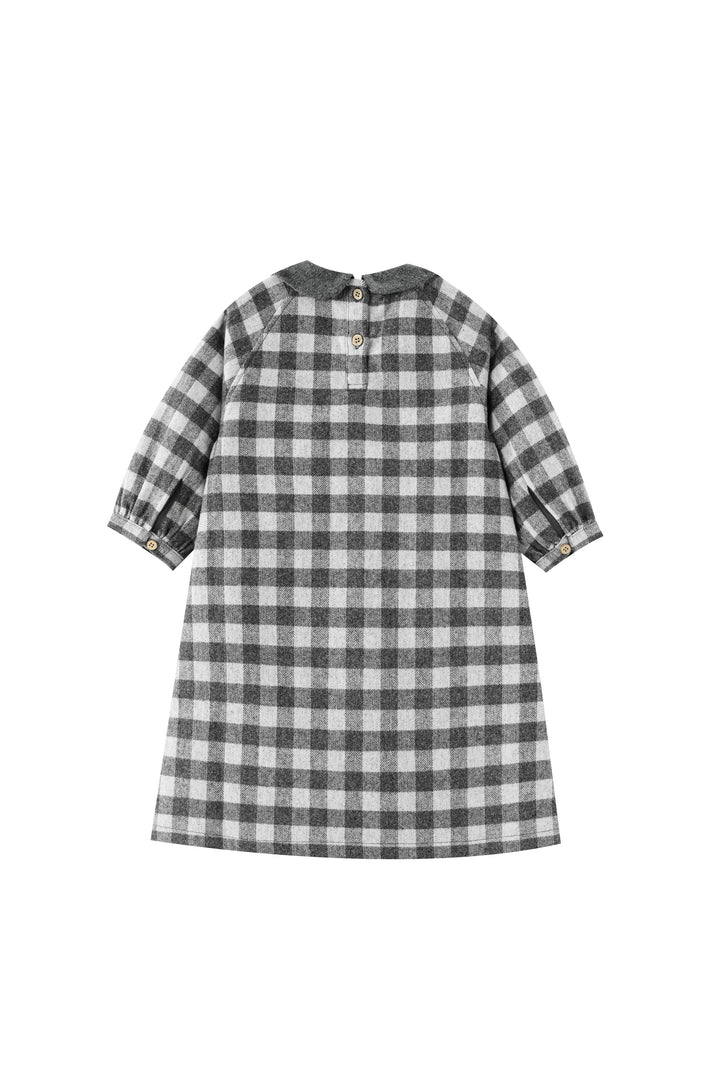 checkered dress with collar - grey checkered