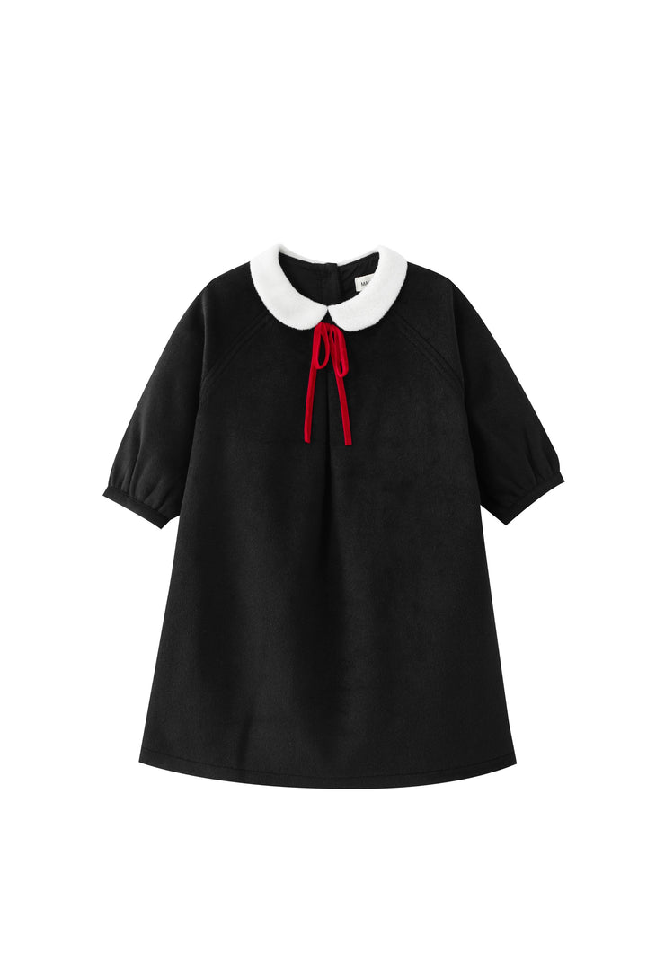 peter pan collared wool dress - black