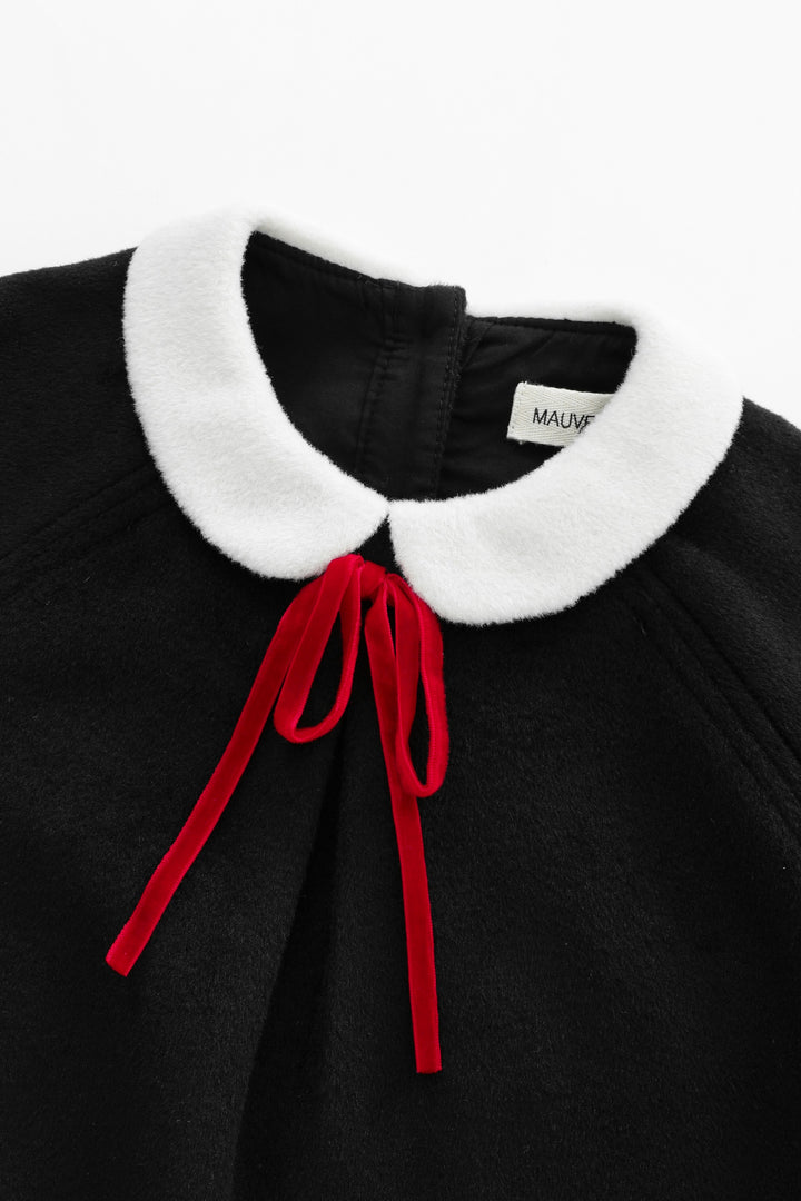 peter pan collared wool dress - black