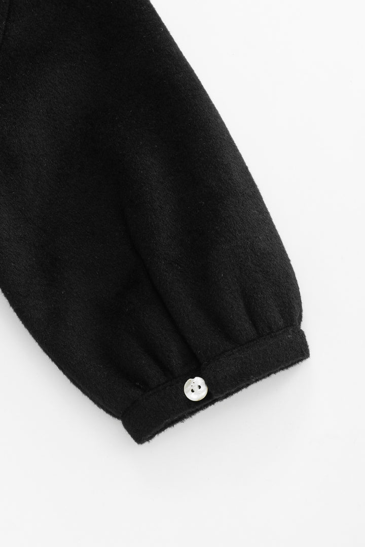 peter pan collared wool dress - black