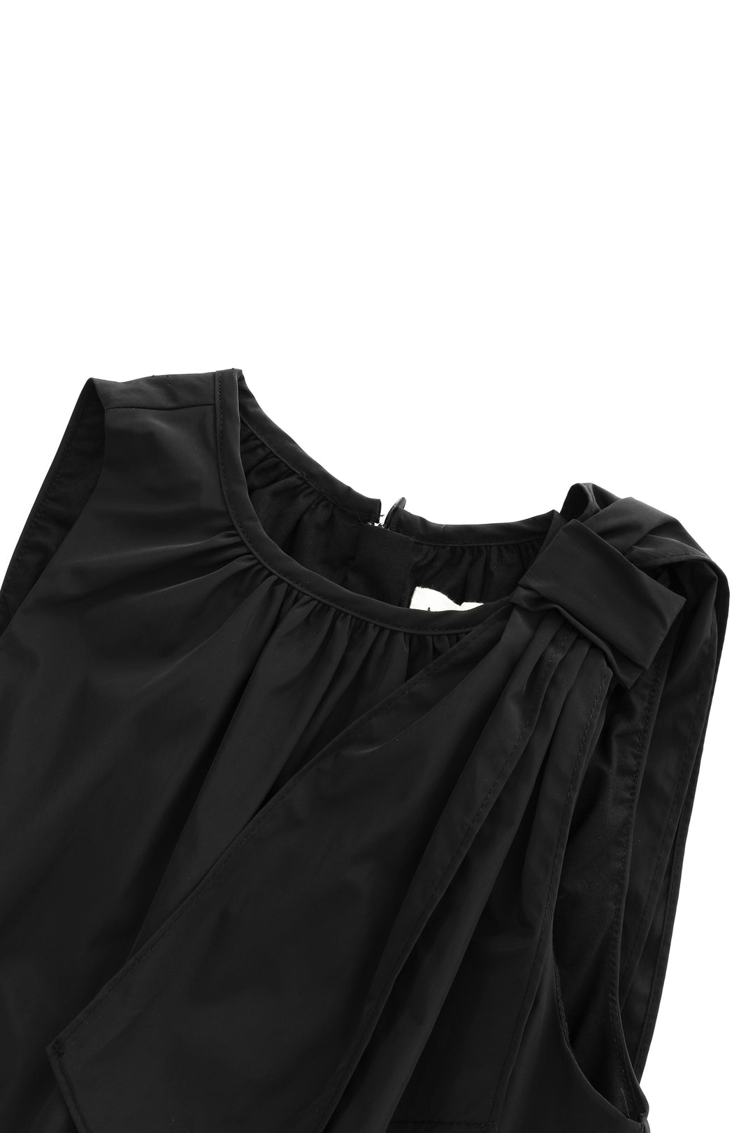 taffeta jumper with shoulder tie - black