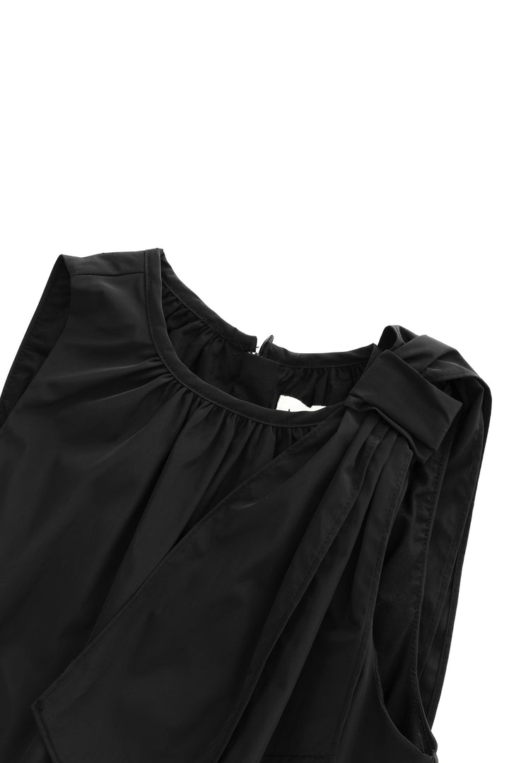 taffeta jumper with shoulder tie - black