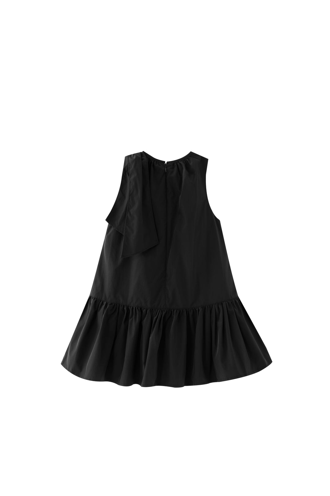 taffeta jumper with shoulder tie - black