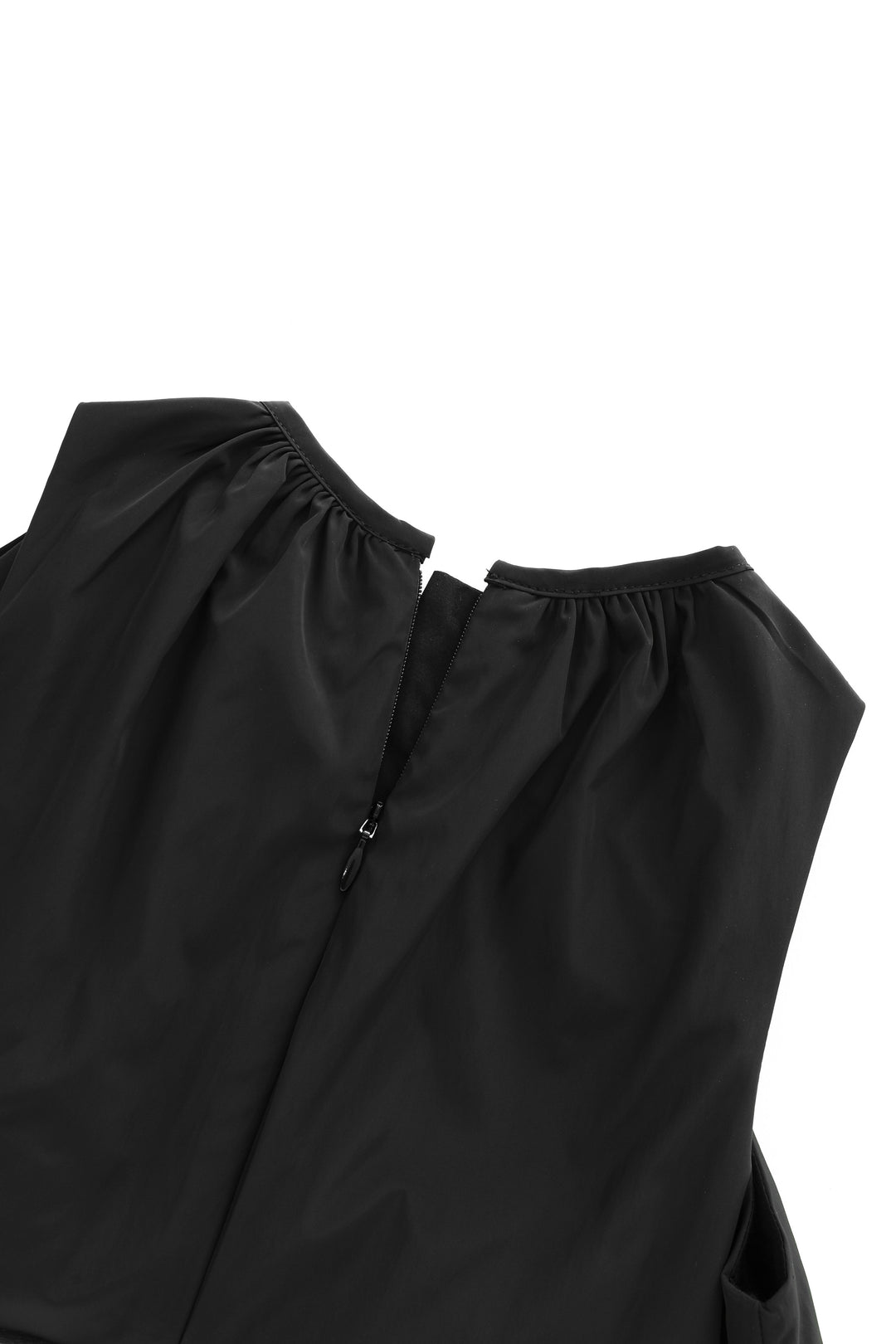taffeta jumper with shoulder tie - black